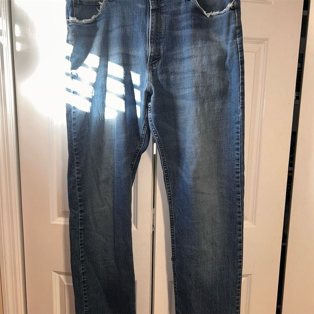 Wrangler Men's Relaxed Fit Straight Blue Denim Jeans Size 38x34